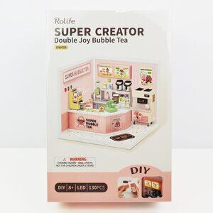 Rolife Super Creator Double Joy Bubble Tea Shop Kit DW006 Dollhouse Sealed